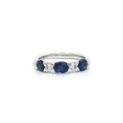 1.22ct Oval Sapphire &amp; 0.18ct Natural Brilliant Cut Diamond Dress Ring in 18ct White Gold image