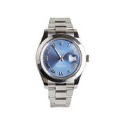 2016 Gents 41mm Rolex DateJust Blue Dial &amp; Polished Bezel On Oyster Bracelet In Staineless Steel image