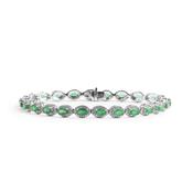 5.52ct Oval Emerald &amp; 1.21ct Natural Diamond Halo Cluster Bracelet in 18ct White Gold image