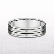 6mm 5 Row Satin &amp; Polished Gents Fancy Wedding Band In 18ct White Gold