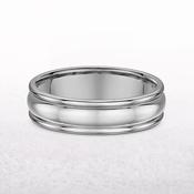 6mm Barrel Shape Polished Gents Wedding Band In 18ct White Gold