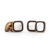 Art Deco Mother Of Pearl Boxed 9ct Gold Dress Cufflinks