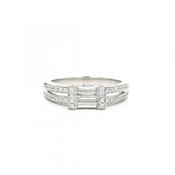 C0.34ct S0.36ct Baguette and Round Cut Natural Diamond Dress Ring Set In 18ct White Gold image