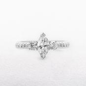 C0.40ct S0.35ct G vs1 Marquise Natural Diamond Solitaire with Brill Sides &amp; Sh Set In18ct White Gold image
