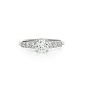 C0.70ct S0.40ct Round Cut Natural Diamond Solitaire With Diamond Shoulders Set In 18ct White Giold image