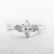 C0.71ct S0.32ct G vs1 Marquise Natural Diamond Ring With Pear Side Diamonds Set In 18ct White Gold image