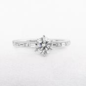 C0.80ct S0.38ct Diamond Solitaire With Baguette &amp; Princess Cut Diamond Shoulders In 18ct White Gold image