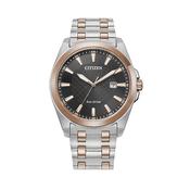 Citizen Gents Black Dial Eco-Drive Watch In Two Tone Stainless Steel image