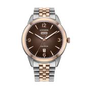 Gents Citizen Eco-Drive Two Tone Twin Eye Brown Dial on Stainless Steel Bracelet image