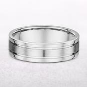 Gents Satin Centre &amp; Polished Edge Fancy Wedding Band In 18ct White Gold image