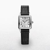 Herbelin Ladies Square Stainless Steel Luna Roman Numerals and White Dial on Black Strap image