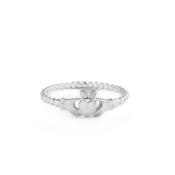 Ladies Beaded Style Claddagh Ring In 10ct White Gold image