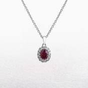 R0.44ct D0.11ct Ruby and Natural Diamond Cluster Pendant Set In 18ct White Gold image