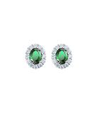 Emerald Cubic Zirconia Oval Earrings image