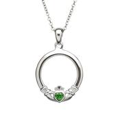 Medium Claddagh Pendant with Green Heart image