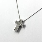 White and Black Diamond Cross Necklace image