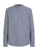 Regular Mao Linen Shirt - Navy - XS image