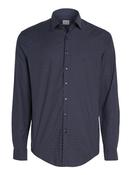 Stretch Collar Slim Fit Print Shirt - Navy - 38 image