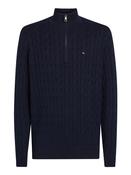 Classic Cable Knit Half-Zip Jumper - Navy - XL image