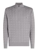 Classic Cable Knit Half-Zip Jumper - Grey - L image