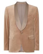 Romeo Slim Fit Velvet Dinner Jacket - Beige - 44R image
