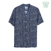 Landon Short Sleeve Print Revere Shirt - Navy - L image