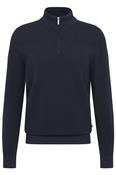 Mens Troyer Birdeye Knit Zip Neck Sweater - Navy - L image