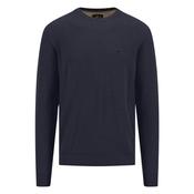 O-Neck Structure Cotton Knit - Navy - L image