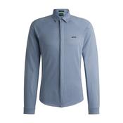 Knitted Cotton Pique Shirt - Blue - M image