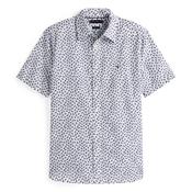 Linen Blend Printed Short Sleeve Shirt - White - M image