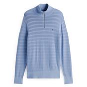 Textured Stripe Quarter-Zip Jumper - Blue - 2XL image