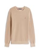 Flag Embroidery Textured Crew Neck Jumper - Beige - L image