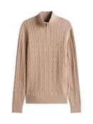 Cable Knit Half-Zip Jumper - Beige - M image