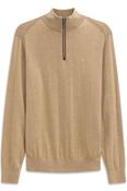 1/4 Zip Sweater with Cashmere - Beige - XL image