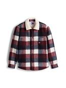 Check Teddy Overshirt Jacket - Navy - S image