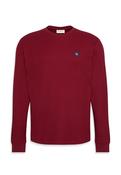 Long Sleeve Waffle Badge Crew T-shirt - Red - M image