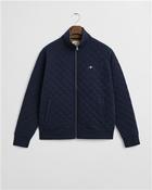 Quilted Cord Collar Full Zip Jacket - Navy - M image