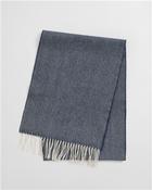 Wool Herringbone Scarf - Navy - One