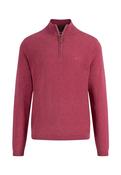 Air Cotton 1/4 Zip Knited Sweater - Wine - M image