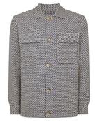 Regular Fit Chevron Print Shacket - Blue - L image