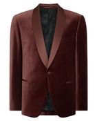 Romeo Slim Fit Velvet Dinner Jacket - Wine - 40R image