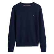Textured Knit Crew Neck Jumper - Navy - M