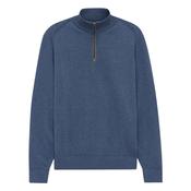 Mens Half Zip Cotton Sweater - Navy - L