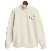 Graphic Half Zip Sweatshirt - Beige - XL