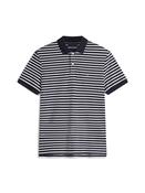 Liquid Cotton Interlock Knit Striped Polo Shirt- Navy - M
