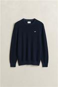 Micro Textured Cotton Crew Neck Sweater - Dk Navy - M image