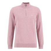 Cotton Half Zip Knitted Jumper - Pink - L