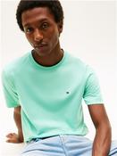 Flag Embroidery Crew Neck T-Shirt - Aqua Blue - S