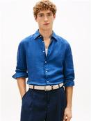 Pigment Dyed Pure Linen Shirt - Blue - M image