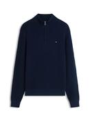 Textured Quarter-Zip Mock Neck Jumper - Navy - L image
